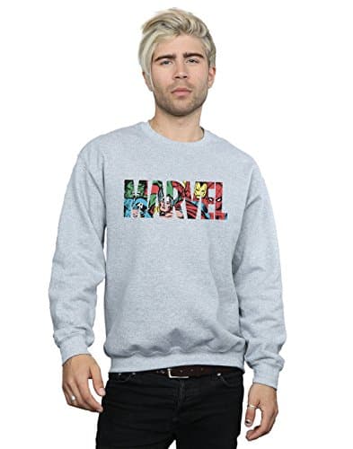Image of Marvel Comics Men's Logo Character Infill Sweatshirt Sport Grey Medium