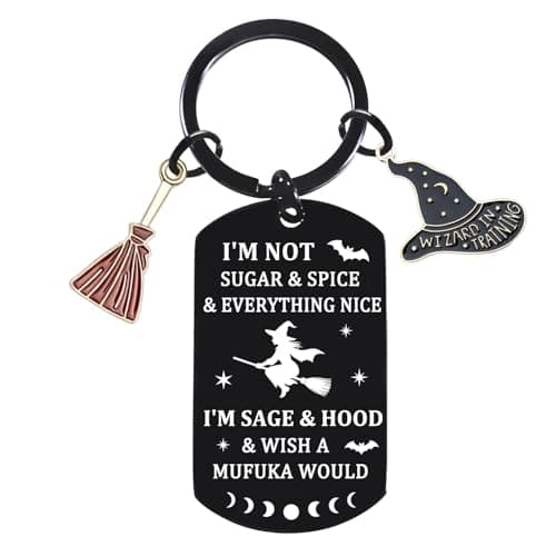 Image of Hgreiwgk Witchy Keyring Women Witchy Gifts for Women Gothic Gifts Funny Witchy Lovers Gift Halloween Gifts for Women Men Spooky Stocking Stuffers Birthday Gifts Unique Witchcraft Supplies Witch Stuff