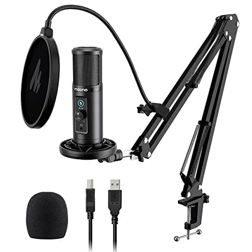 Image of MAONO USB Recording Microphone Set, AU-PM422 192KHZ/24BITCondenser Mic with Touch Mute Button and Mic Gain Knob for Podcasting,Gaming,YouTube