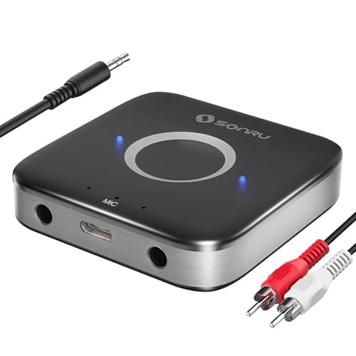 Image of SONRU Bluetooth 5.3 Adapter Hi-Fi Equipment for Car Wireless Audio Receiver with 3.5mm AUX RCA Cable, Noise Cancellation, Dual AUX Outputs for Home Speakers Wired Headphones