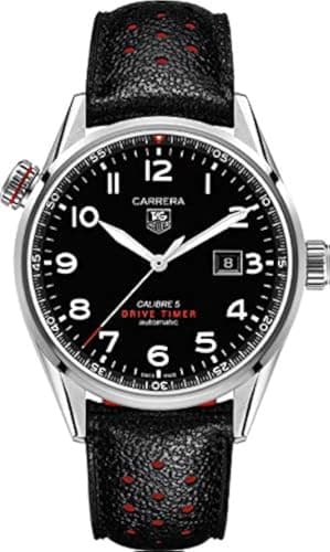 Image of Tag Heuer Carrera Black Dial Black Leather Mens Watch WAR2A10FC6337