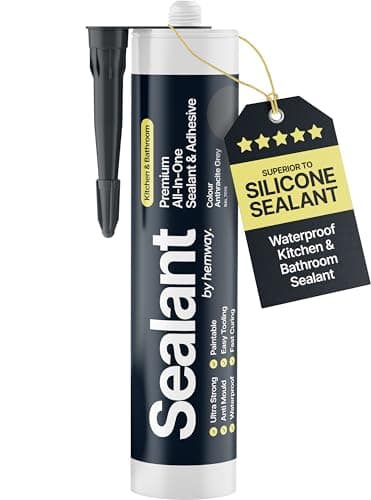 Image of Anthracite Grey Kitchen & Bathroom Sealant & Adhesive Hybrid Polymer | Superior to Bathroom Silicone Sealant | Waterproof, Odourless, Anti-Mould | Ideal For Kitchen & Around Bath & Shower 300ml 1 Pack