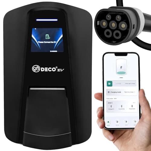 Image of DECO® Fusion EV Charger | OCPP | 22kW/32A Three Phase WallBox | Super Fast EV Charger | Untethered Type 2 | Indoor/Outdoor | Black Electric Vehicle Car Charger |