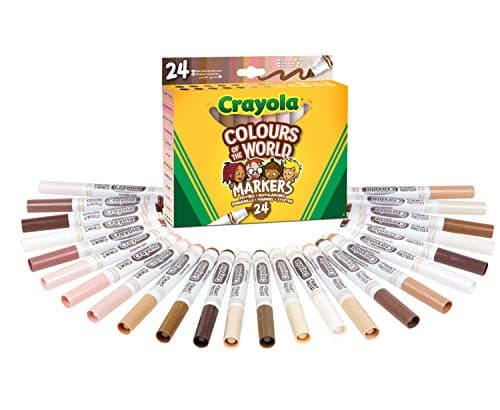Image of CRAYOLA Colours of the World Washable Markers - Assorted Colours (Pack of 24) | Colours That Represent Skin Tones from Around the World | Ideal for Kids Aged 3+