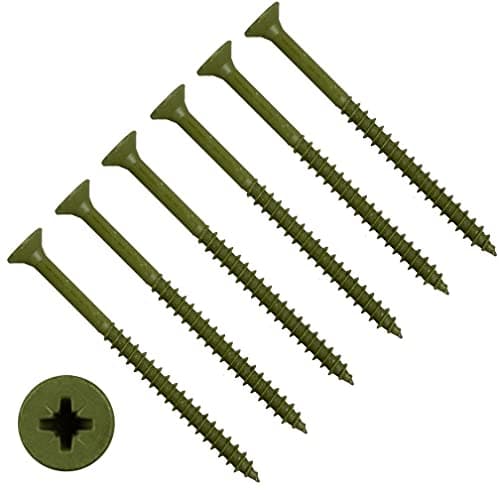 Image of TERF® Decking Screws 4.5 X 75mm Pozi Drive Flat Countersunk Head Green Finish Anti Corrosion Decking Screws 4.5 X 75mm For Decking Fence Floorboard Hard And Softwood - Pack of 25
