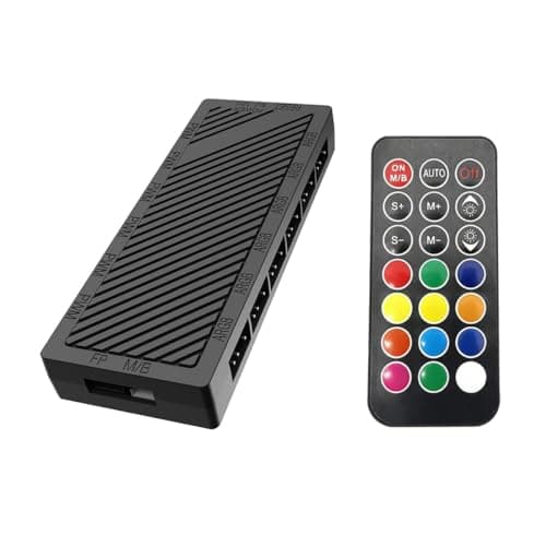 Image of 6-Port ARGB Fan Hub Controller, Addressable RGB 5V 3Pin, PWM 12V 4Pin Case Fan Splitter With Remote Control, Magnetic Base, Black