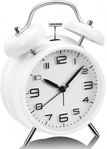 Image of YsyYey Analogue Alarm Clock, Twin Bell Alarm Clock, Extra Loud for Heavy Sleepers,No Ticking, Battery Operated with Night Light,Vintage Metal Bedside Clock for Adults, Teenagers and Children