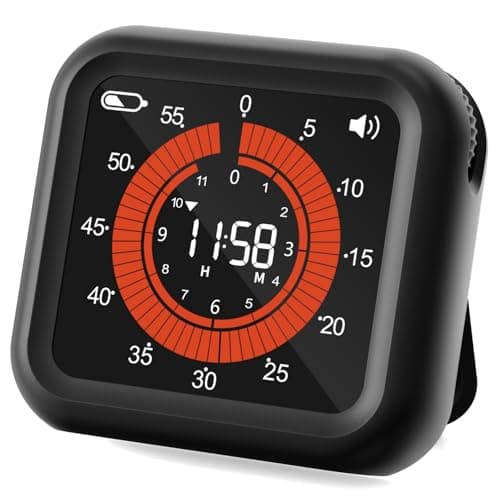 Image of MeesMeek Digital Visual Timer - Max 11H 59M Rechargeable Countdown With VA Display, Clear Digits, Adjustable Volume and Brightness, Magnetic for Kitchen, Classroom, Office (Black)