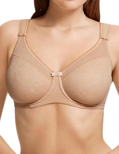 Image of Berlei Womens Beauty Lace Underwired Smoothing Minimizer Bra, Beige, 34G UK