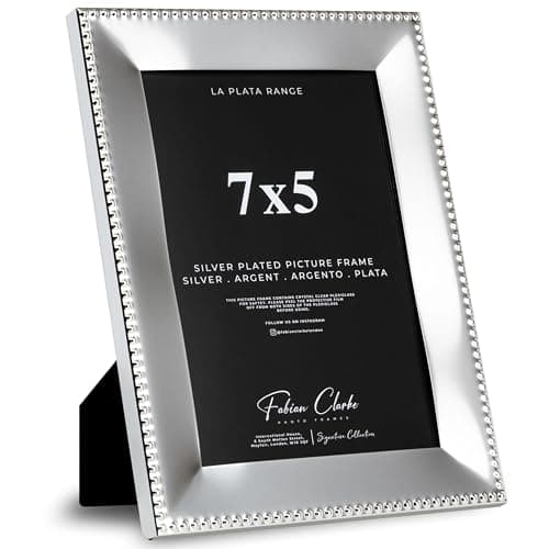 Image of Silver Plated Photo Frame Picture Frame Polished Finish With Trim Detail and Tarnish Protected for Wedding Picture or Family Photos (7x5)