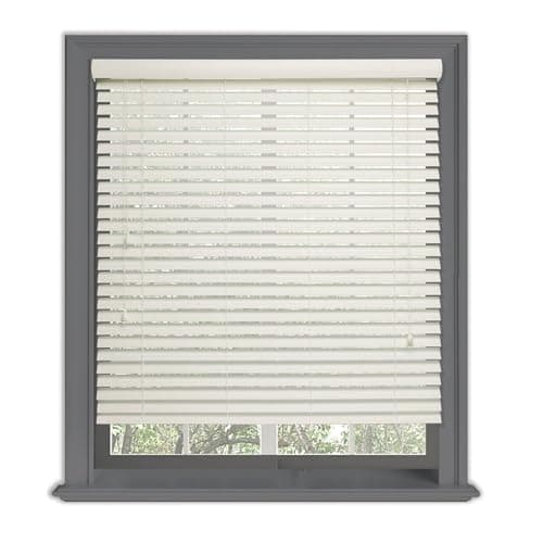 Image of Lister Cartwright Fauxwood Venetian Blinds for Windows 50mm – Trimmable, Easy Fit Curtains, Child Safe – Durable Home & Office Blind (White, 70W x 160H cm)