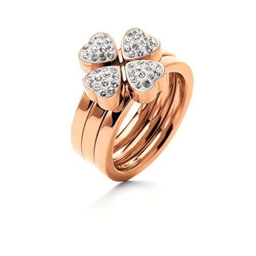 Image of Folli Follie Women's Stainless Steel Ring, Pink, Size 14 (3R0T064RC)