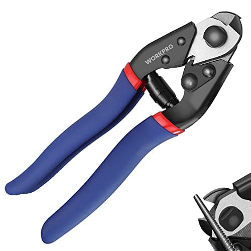 Image of WORKPRO Wire Rope Cutter 190 mm, Wire Rope Scissors, Cr-V Steel Wire Cutters, Cable Cutter Tool for Wire Rope, Stainless Steel Rope and Bicycle Brake Lever Cable Repair