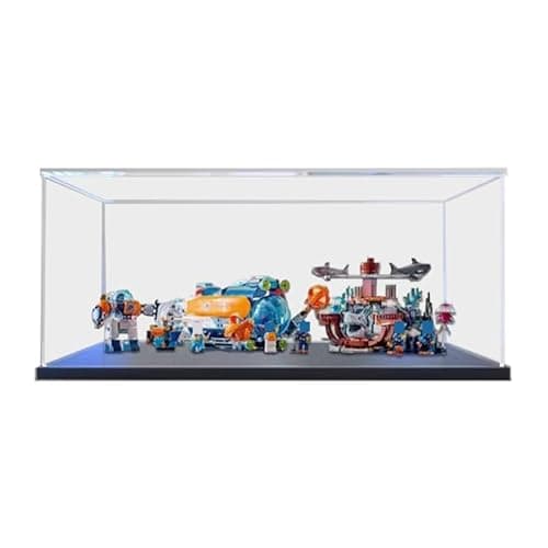 Image of HCAEIOFJ Clear Acrylic Display Case for Lego City 60379 Applicable for Deep-Sea Explorer Submarine Set Display Box Gift(Display Case Only) (Black Bottom)