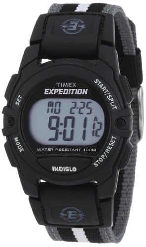 Image of Expedition Timex Women's Quartz Strap Watch with LCD Dial Chronograph Display and Black Fabric and Canvas