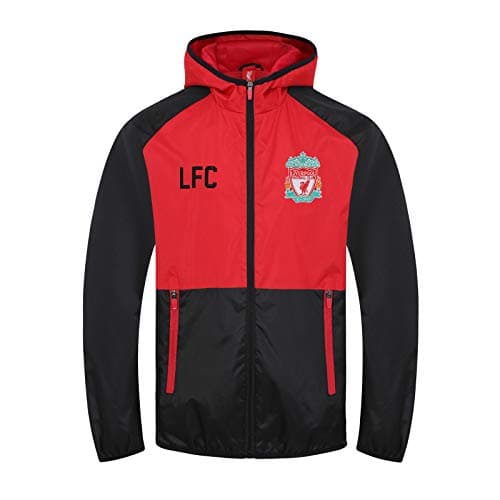 Image of Liverpool FC Official Gift Boys Shower Jacket Windbreaker Black Red 2-3 Years