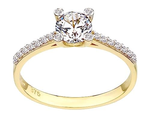 Image of Old English Jewellers 9ct Yellow Gold 1.00ct Simulated Diamond Solitaire Engagement Ring size J - S (N)