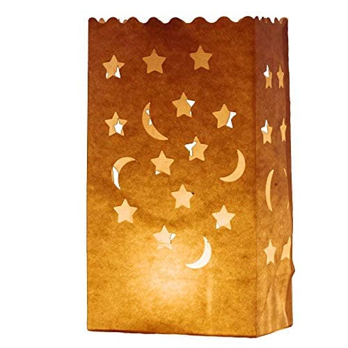 Image of Iable 30 X Paper Tea Light Candle Lantern Bags Wedding Party Garden BBQ Xmas Decor(Moon-Star)