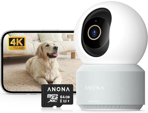 Image of Anona Pano 4K UHD Indoor Camera with 64GB SD Card, Security Camera with Phone App, 360° Pan-Tilt, 2.4G/5G Wi-Fi 6, Auto-Tracking, Person/Pet/Baby Crying Detection, Privacy Mode, Two-Way Audio