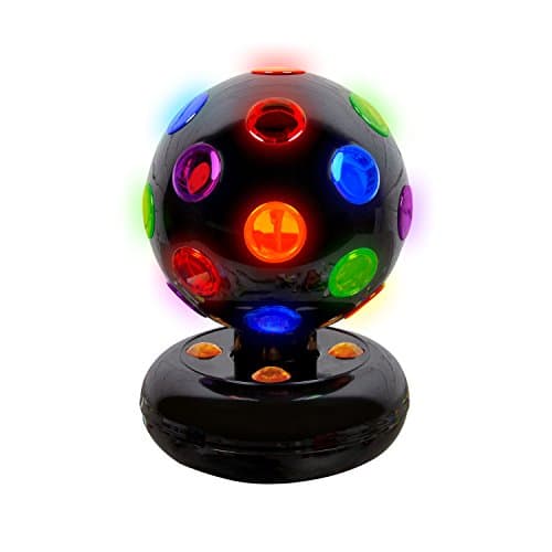 Image of Global Gizmos 45860 5” Rotating LED Disco Ball/Battery Operated/Multi-Coloured Lights/Great for Parties/Black