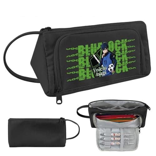 Image of DFARYUP for Blue Lo-ck Pencil Pouch, Stationery Bag Pocket Pencil Case, Pouch for School Office Teen Boy Girl, Bag(A4)
