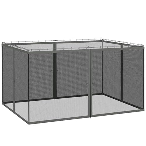 Image of Outsunny Gazebo Universal Replacement Mosquito Netting fit 13x10ft Gazebos, 4-Panel Sidewall with Zippers for 3 x 4 m Canopy Tents, (Sidewall Only) Dark Grey
