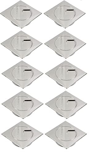 Image of Gedotec cable grommet desk made of sturdy ABS plastic | 10 pieces square cable grommets 80mm | Plaza | cable box chrome look | cable duct square for pressing in | cable duct