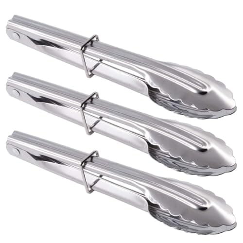 Image of 3 Pieces Mini Stainless Steel Serving Tongs Small Metal Tongs for Serving Food Cooking Salad Grilling,Salad Servers,Salad Tongs(7-Inch)