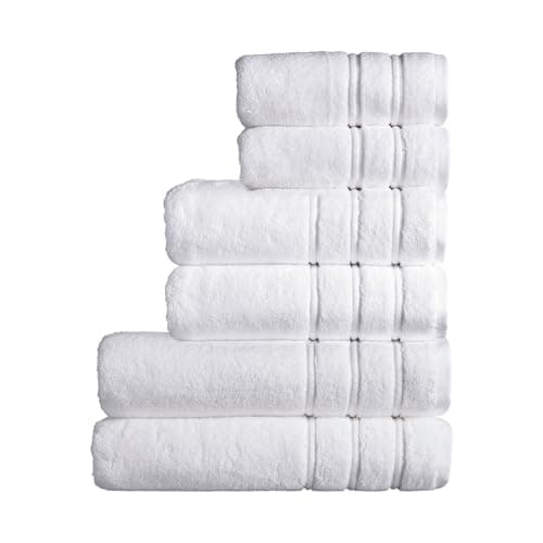 Image of Christy Antalya Family Towel Set | 6 Piece | 100% Turkish Cotton | 600GSM | Soft Plush Luxury Towel Set | 2 Bath Sheets 2 Bath Towels 2 Hand Towels| Quick Dry | White