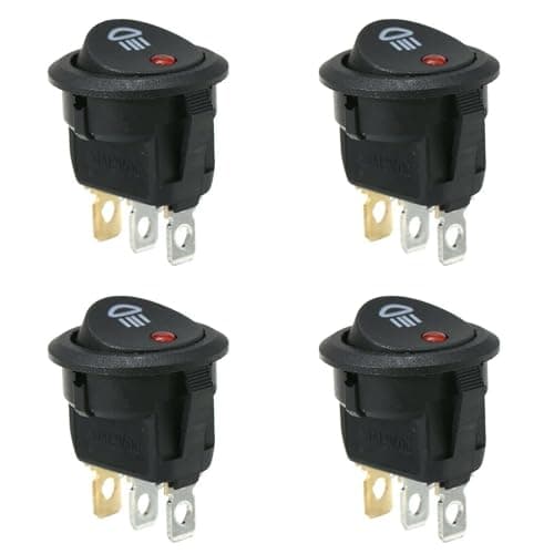 Image of 23mm On Off Rocker Switch Round 12V Red Led Fog Light Lamp Symbol Car Van Truck