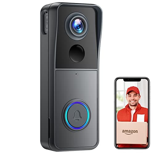 Image of XTU Wireless WiFi Video Doorbell Camera, 2K HD Smart Video Door bell with Camera Battery Operated PIR Motion Detection Night Vision 2-Way Audio Support SD Card