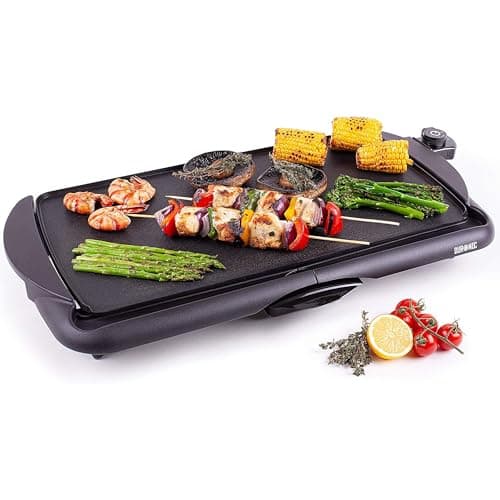 Image of Duronic Large Teppanyaki Grill GP20 Electric BBQ Indoor BBQ Grilling for Party Teppanyaki Grills XL Barbecue Grill Electric Griddle Hot Plate Large Non-Stick Easy Clean Table Top Grilling 52x27cm