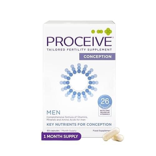 Image of Proceive® Men Fertility Supplement for Conception - Vitamins & Minerals for Men Trying to Conceive - Selenium, Zinc, Co Q10, Vitamin D - 60 Capsules (1 Month Supply) - Vegan