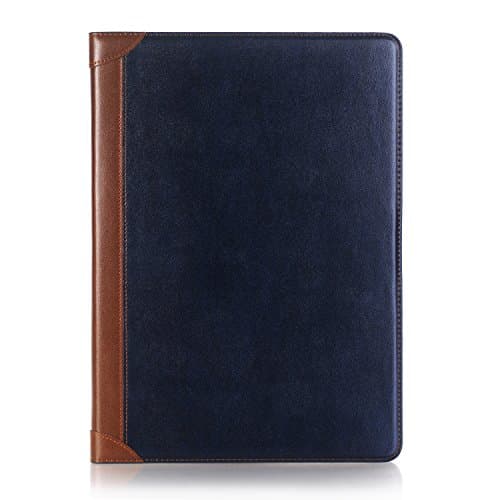Image of iPad Pro 1st 2nd (12.9 Inch) Case, DMaos Vintage Book Synthetic Leather Stand Folio Smart Cover, Auto Sleep/Wake, Business Document Card Holder - Blue