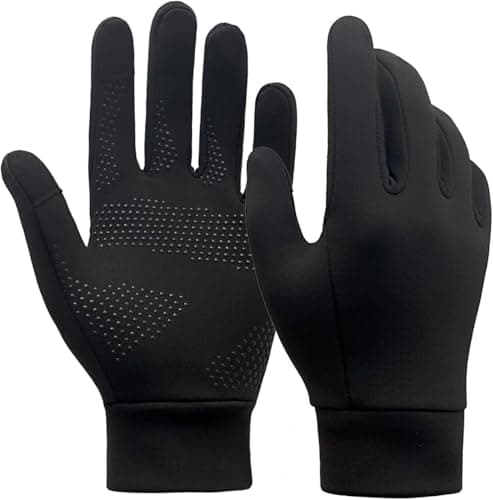 Image of AWXUOCK Winter Running Gloves for Men and Women, Touch Screen Compatible, Anti-Slip Lightweight, for Cycling Biking Sporting Driving (Black, S)