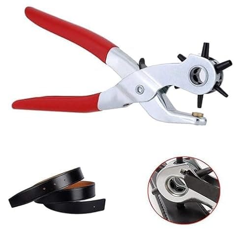 Image of RIZZIIZ Heavy Duty Leather Belt Hole Punch Tool, Revolving Hole Puncher for Belts, Watch Straps, Fabric, Leather & Craft Projects, 6 Sizes (2-4.5mm)