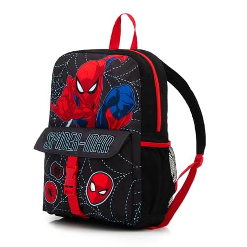 Image of Marvel Spider-Man Boys Backpack – Kids School Bag with Front Pocket & Mesh Side Water Bottle Holder – Lightweight Rucksack for School, Travel & PE Bag