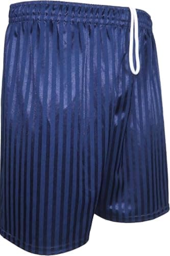 Image of 22YardsPro Boys Girls & Adults Shadow Stripe School Sports Football Rugby PE Shorts UK (Navy Blue, 13-14 Years)