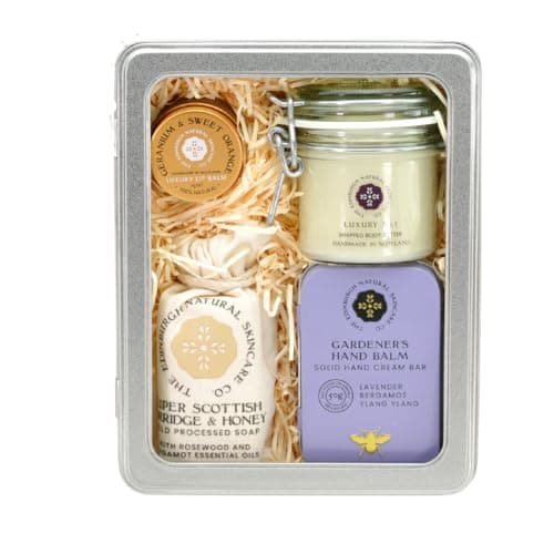 Image of Luxury Skincare Gift Set – Gardeners Large | Hand Cream Bar, Body Butter, Soap & Lip Balm | 100% Natural & Handmade in Scotland | Gift for Women & Men