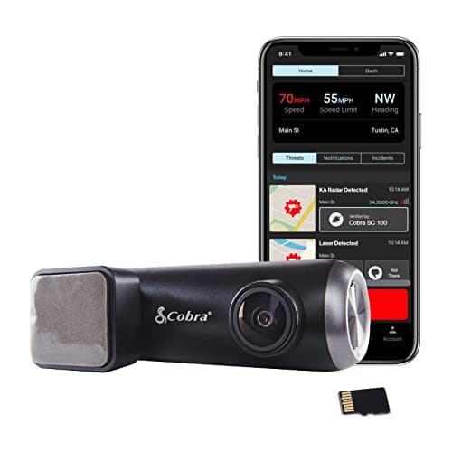 Image of Cobra Smart Dash Cam (SC 100) - Full HD 1080P Resolution, Real-Time Driver Alerts, Emergency Mayday, Drive Smarter App, WiFi & GPS, 140 Degree View, 8GB SD Card Incl