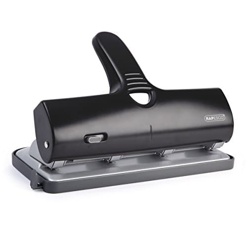 Image of Rapesco 1293 Heavy Duty ALU 40 Metal 4-Hole Punch, 40 Sheet Capacity, Black