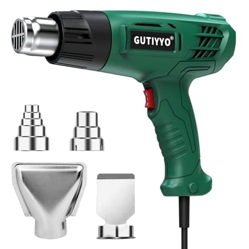Image of Heat Gun, Professional Hot Air Gun Kit Dual Temperature Settings 300℃~500℃ and Overload Protection, Safe and Reliable, Suitable for DIY and Professional Use of Hot Air Gun (4 Nozzles) Green