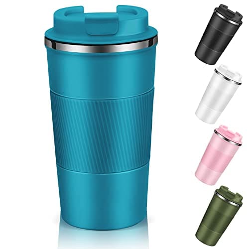 Image of Dycietx Travel Mug with Leakproof Lid, Insulated Reusable Coffee for Hot&Cold Drinks/Tea, Portable Stainless Steel Thermal Takeaway Cup Car/Outdoor/Picnic/ Office/School (510ml Blue), CM03RD