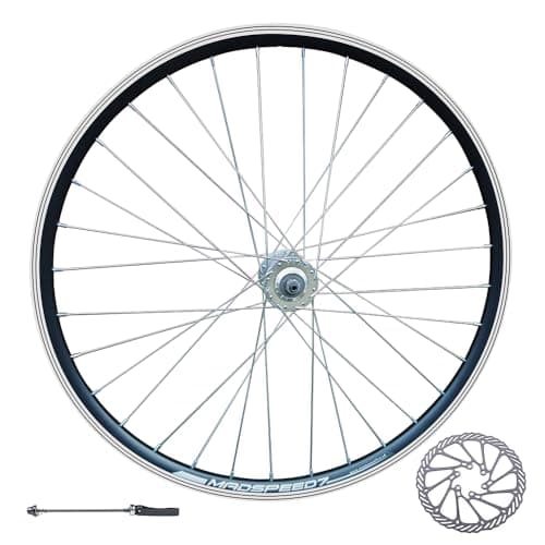 Image of Madspeed7 QR 26" (ETRTO 559x19) MTB Mountain Bike FRONT Wheel + 160mm Disc Brake Rotor - Sealed Bearings Hub 9x100mm QR - Double Wall - 32x Silver Spokes