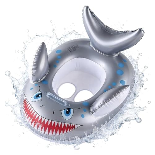 Image of HATFRYF Shark Swimming Ring, Cartoon Inflatable Seat Swimming, Shark Shaped Pool Float, for Summer Beach Water Party Toys Gift for Boys Girls