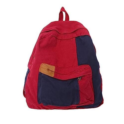 Image of MININAI Vintage Canvas Backpack for Women Men Grunge Hippie Boho Patchwork Backpack College Book Bag Travel Casual Daypack, Red, One Size, Daypack Backpacks