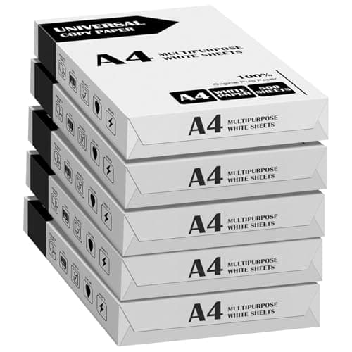 Image of A4 Copy Paper, Multi-Purpose Copy Printer Paper, Printer Copiers Paper, Compatible with Laser, Inkjet, Fax Paper, 5 Pack Reams [2500 Sheets Count]