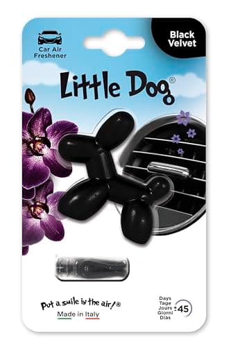 Image of Little Joe Little Dog Gel Air Freshener Black Velvet Scent for Car Air Vent. Long-lasting, up to 45 days. Irresistible and Fun Scent for All Ages.