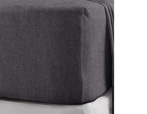 Image of Rayyan Linen Thermal Flannelette Fitted Sheet Brushed 100% Cotton Soft Luxury 25cm Deep Fitted Bed Sheet (Charcoal Grey, 2 Pack Pillowcases)