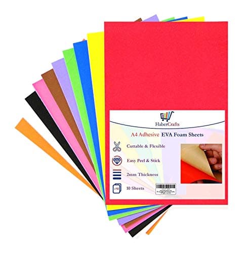 Image of A4 Self Adhesive Craft Foam Sheets EVA Foam Sheets Sticky Foam Sticker Paper Sponge Card for Art & Crafts Children Kids 2mm Thick 10 Assorted Colours (A4 Self Adhesive Foam Sheets - 50 Sheets)